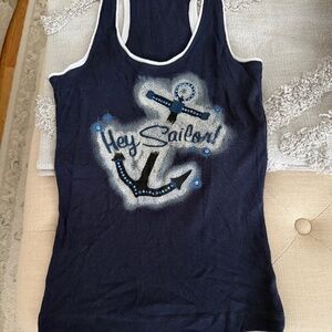 Guess Navy Blue Sparkle “Hey Sailor!” tank - size medium